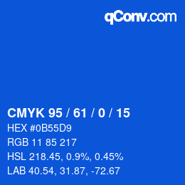 Color code: CMYK 95 / 61 / 0 / 15 | qconv.com
