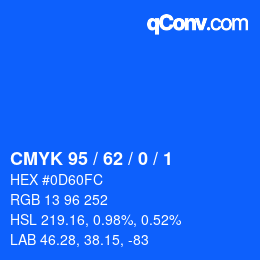 Farbcode: CMYK 95 / 62 / 0 / 1 | qconv.com