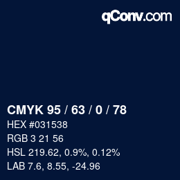 Color code: CMYK 95 / 63 / 0 / 78 | qconv.com