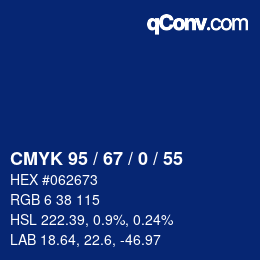 Color code: CMYK 95 / 67 / 0 / 55 | qconv.com