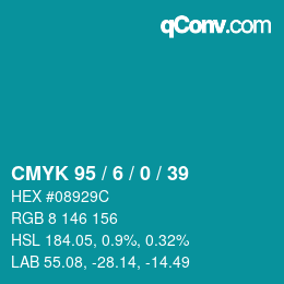颜色代码: CMYK 95 / 6 / 0 / 39 | qconv.com
