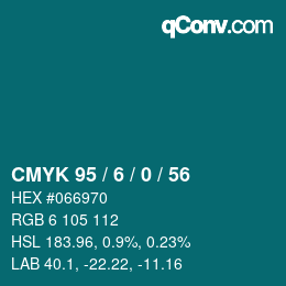 颜色代码: CMYK 95 / 6 / 0 / 56 | qconv.com
