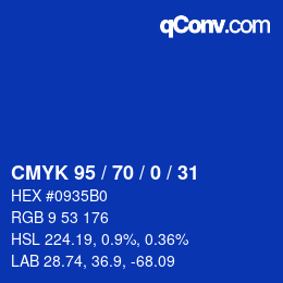 カラーコード: CMYK 95 / 70 / 0 / 31 | qconv.com
