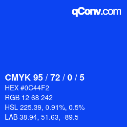Color code: CMYK 95 / 72 / 0 / 5 | qconv.com