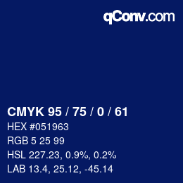 Color code: CMYK 95 / 75 / 0 / 61 | qconv.com