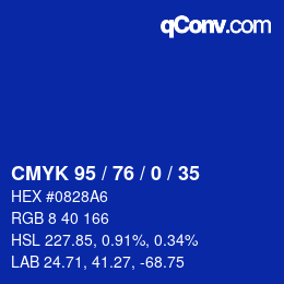 Color code: CMYK 95 / 76 / 0 / 35 | qconv.com