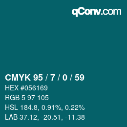 カラーコード: CMYK 95 / 7 / 0 / 59 | qconv.com