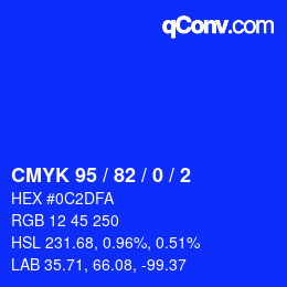 カラーコード: CMYK 95 / 82 / 0 / 2 | qconv.com