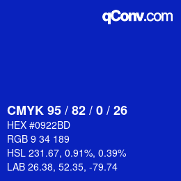 Color code: CMYK 95 / 82 / 0 / 26 | qconv.com
