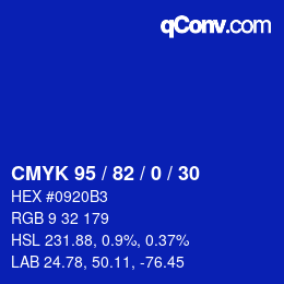 Color code: CMYK 95 / 82 / 0 / 30 | qconv.com