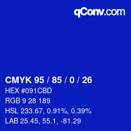 Color code: CMYK 95 / 85 / 0 / 26 | qconv.com