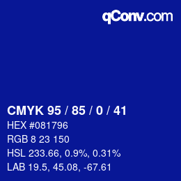 Color code: CMYK 95 / 85 / 0 / 41 | qconv.com