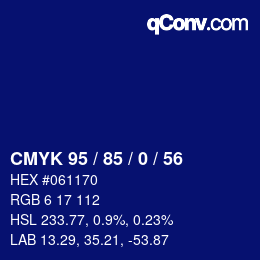 Color code: CMYK 95 / 85 / 0 / 56 | qconv.com