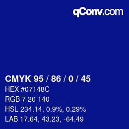 Color code: CMYK 95 / 86 / 0 / 45 | qconv.com