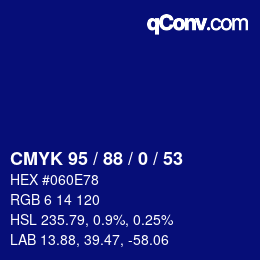 Color code: CMYK 95 / 88 / 0 / 53 | qconv.com