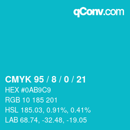 カラーコード: CMYK 95 / 8 / 0 / 21 | qconv.com