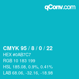カラーコード: CMYK 95 / 8 / 0 / 22 | qconv.com