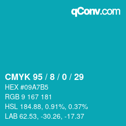 カラーコード: CMYK 95 / 8 / 0 / 29 | qconv.com