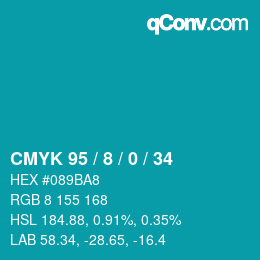 カラーコード: CMYK 95 / 8 / 0 / 34 | qconv.com