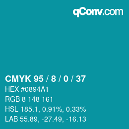 カラーコード: CMYK 95 / 8 / 0 / 37 | qconv.com