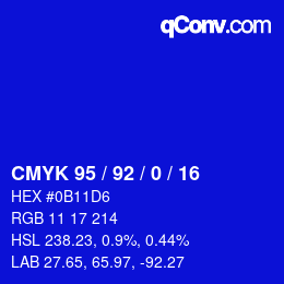 カラーコード: CMYK 95 / 92 / 0 / 16 | qconv.com