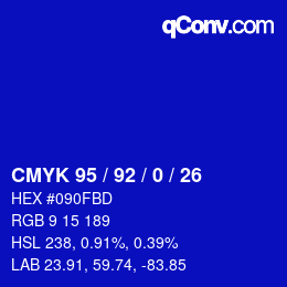 Color code: CMYK 95 / 92 / 0 / 26 | qconv.com