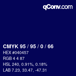カラーコード: CMYK 95 / 95 / 0 / 66 | qconv.com