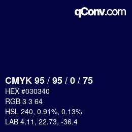 Color code: CMYK 95 / 95 / 0 / 75 | qconv.com