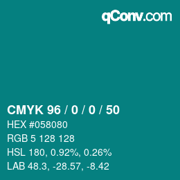 Color code: CMYK 96 / 0 / 0 / 50 | qconv.com