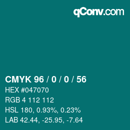 カラーコード: CMYK 96 / 0 / 0 / 56 | qconv.com