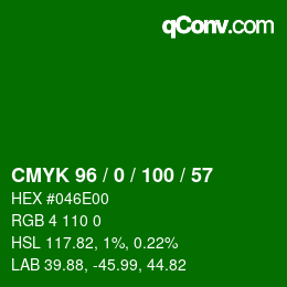 Color code: CMYK 96 / 0 / 100 / 57 | qconv.com