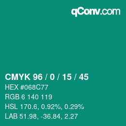 Color code: CMYK 96 / 0 / 15 / 45 | qconv.com