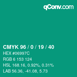 颜色代码: CMYK 96 / 0 / 19 / 40 | qconv.com
