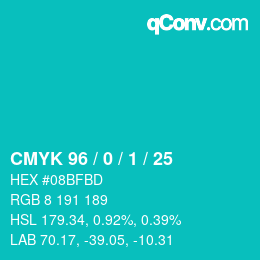 Color code: CMYK 96 / 0 / 1 / 25 | qconv.com