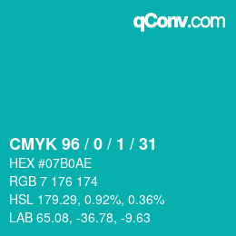 Color code: CMYK 96 / 0 / 1 / 31 | qconv.com