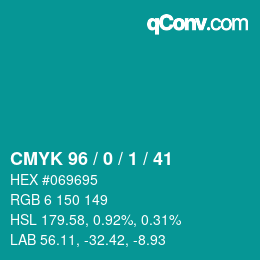 Color code: CMYK 96 / 0 / 1 / 41 | qconv.com