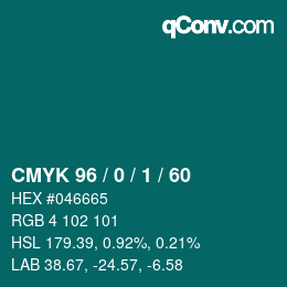 カラーコード: CMYK 96 / 0 / 1 / 60 | qconv.com
