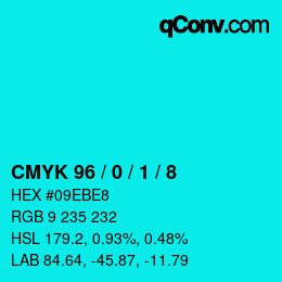 Color code: CMYK 96 / 0 / 1 / 8 | qconv.com