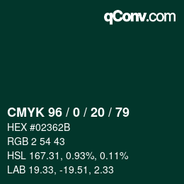 Farbcode: CMYK 96 / 0 / 20 / 79 | qconv.com