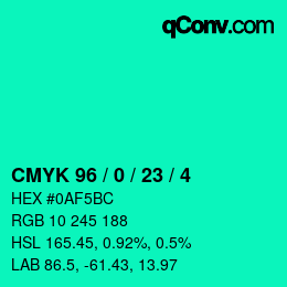 Color code: CMYK 96 / 0 / 23 / 4 | qconv.com