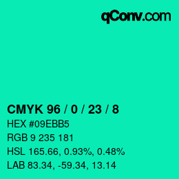 Color code: CMYK 96 / 0 / 23 / 8 | qconv.com