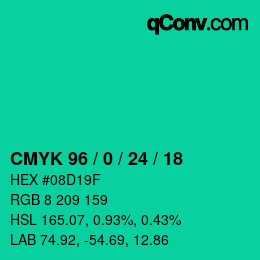 Color code: CMYK 96 / 0 / 24 / 18 | qconv.com