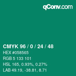 カラーコード: CMYK 96 / 0 / 24 / 48 | qconv.com