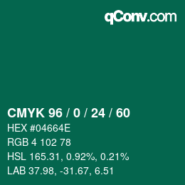 颜色代码: CMYK 96 / 0 / 24 / 60 | qconv.com