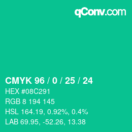 カラーコード: CMYK 96 / 0 / 25 / 24 | qconv.com