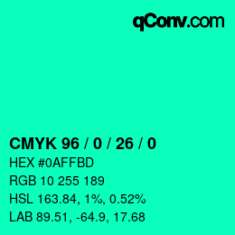颜色代码: CMYK 96 / 0 / 26 / 0 | qconv.com