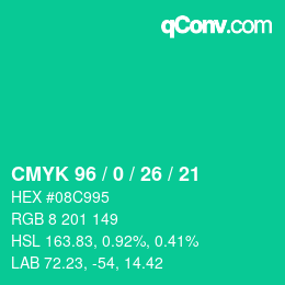 カラーコード: CMYK 96 / 0 / 26 / 21 | qconv.com