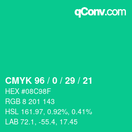 Color code: CMYK 96 / 0 / 29 / 21 | qconv.com