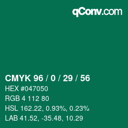 Color code: CMYK 96 / 0 / 29 / 56 | qconv.com