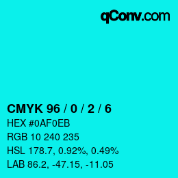 カラーコード: CMYK 96 / 0 / 2 / 6 | qconv.com